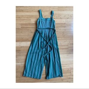 Anthropologie Green Striped Jumpsuit